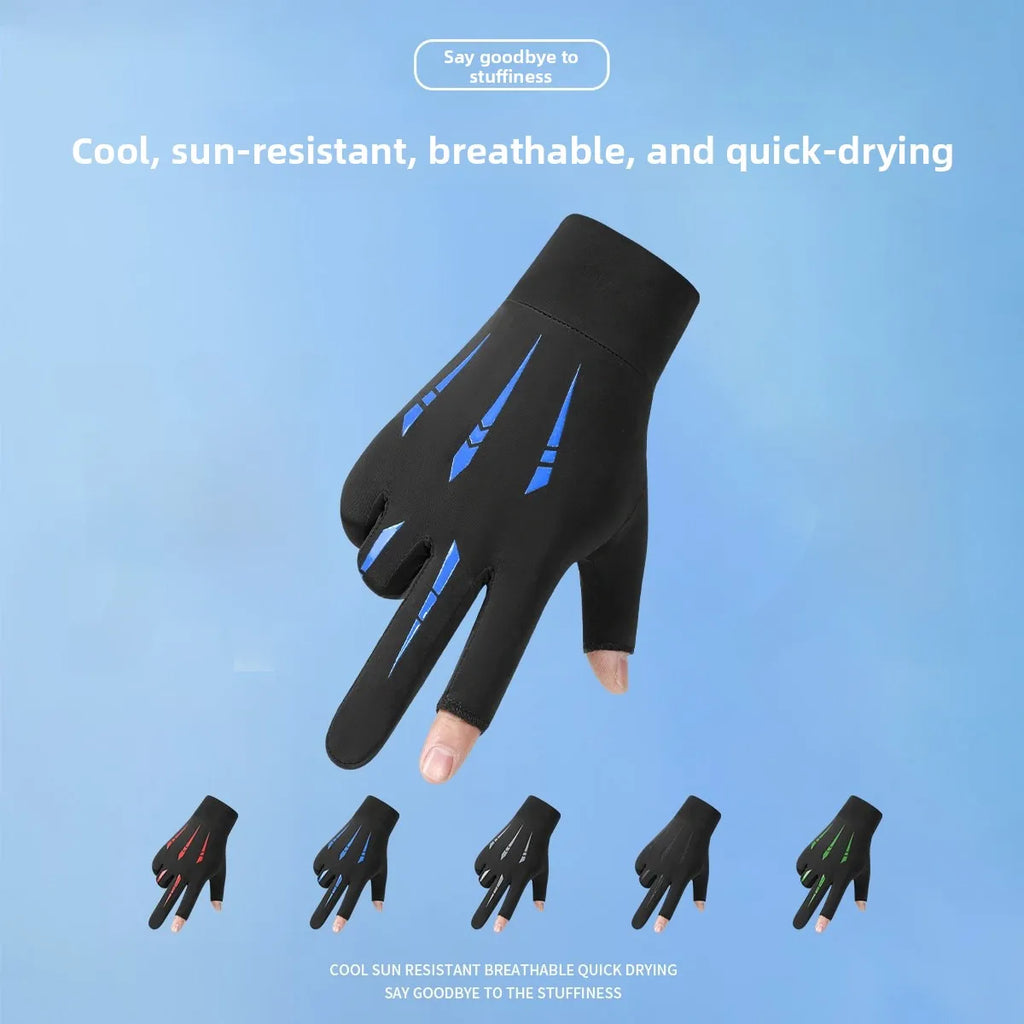 Sun Protection Ice Silk Thin Anti-Slip Driving Gloves for Men Summer Motorcycle Riding Fishing And Delivery Bike Riding Gloves