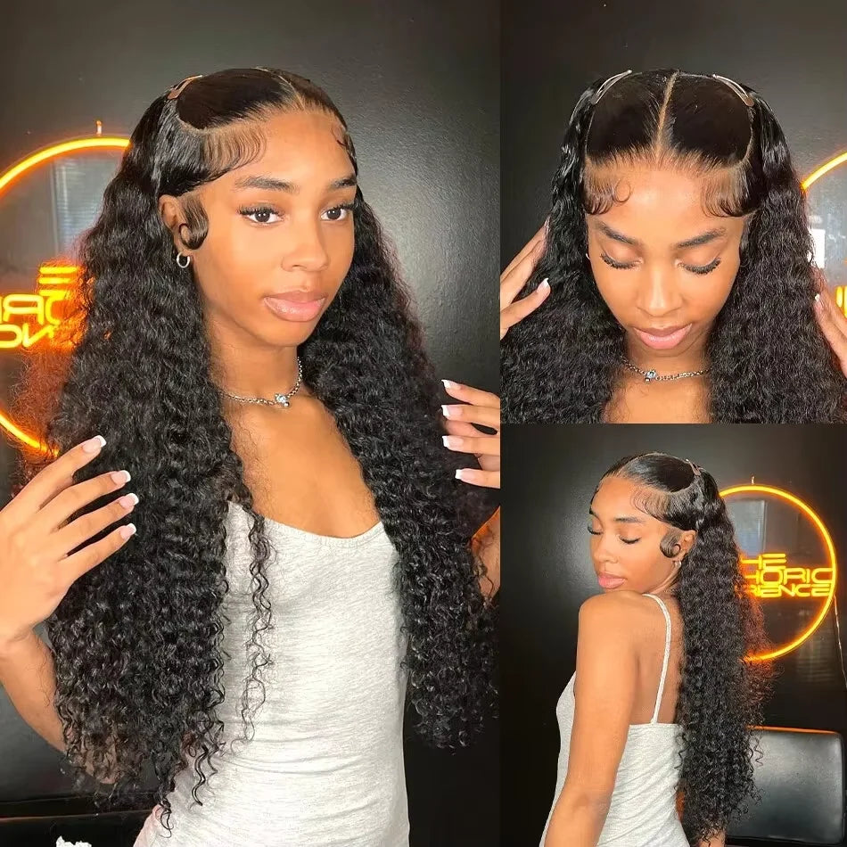 Deep Wave 13x6 Lace Front Human Hair Wig 30 40 Inches Brazilian Deep Curly Wave 13x4 HD Lace Frontal Wig Curly Wigs For Women