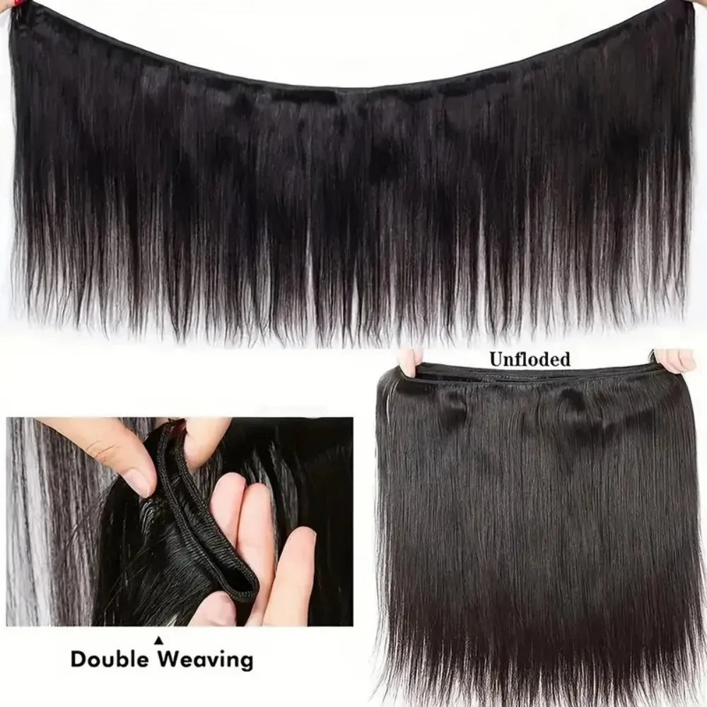Newmi Straight Human Hair Bundles 12A 100% Unprocessed Brazilian Virgin Human Hair Extensions Natural Black 1pc Bundle