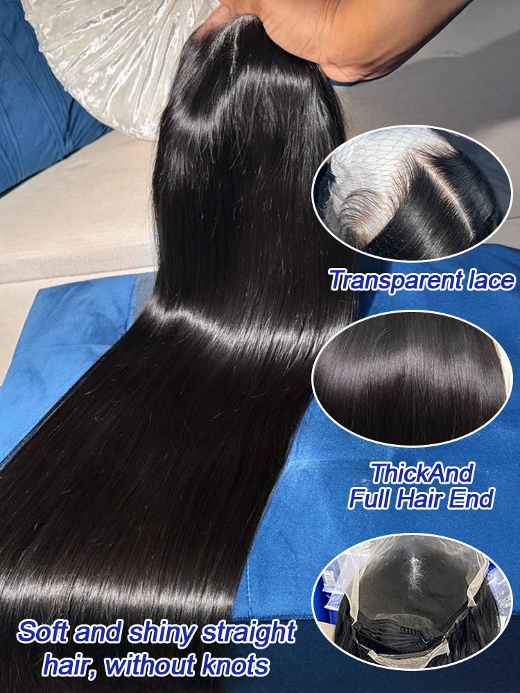 Brazilian 40 Inch Real 250 Density Glueless Hd Lace Frontal Human Hair Wigs Bone Straight 13x4 13x6 Hd Lace Front Wig For Women