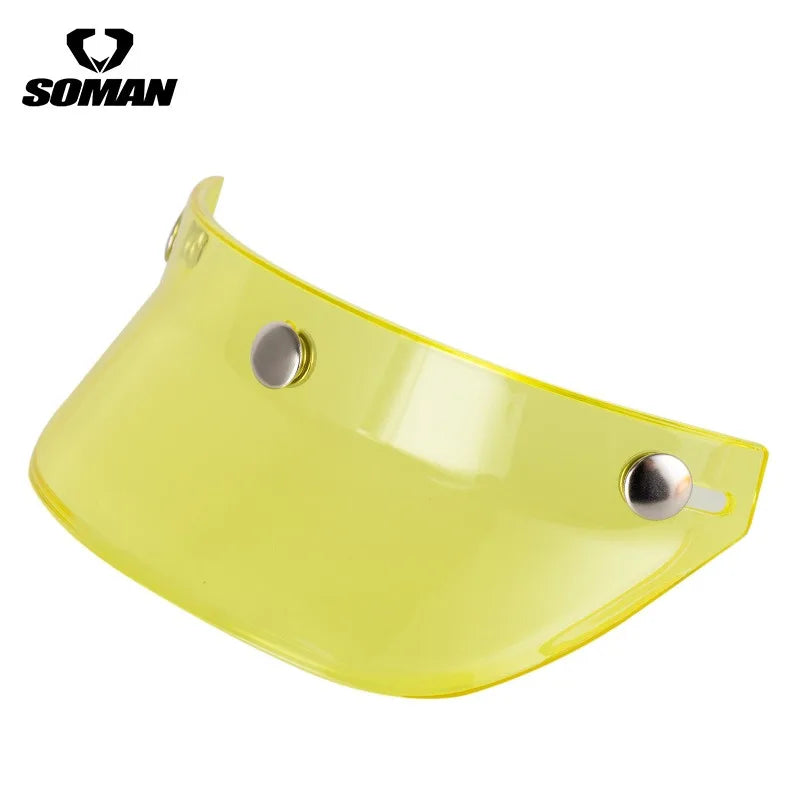 Motorcycle Half Helmet Brim Retro Three-button Locomotive Sunshade Visor Small Helmet Body Lens Accessories