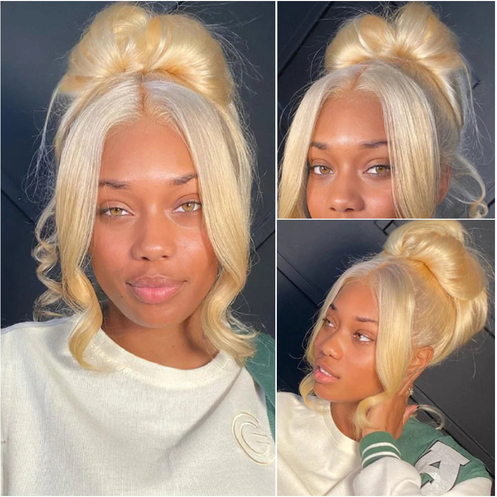 13x4 13x6 360 HD Transparent 613 Honey Blonde Color Lace Front Human Hair Wigs for Women Raw Brazilian Straight Lace Frontal Wig