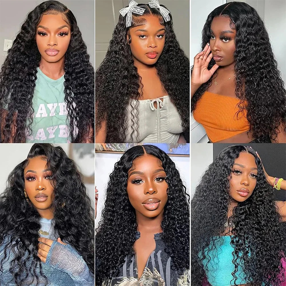 Natural Color Deep Wave Human Hair Wig 46 Inch 13x6 HD Lace Frontal Pre Plucked Natural Hairline Soft Breathable For Women
