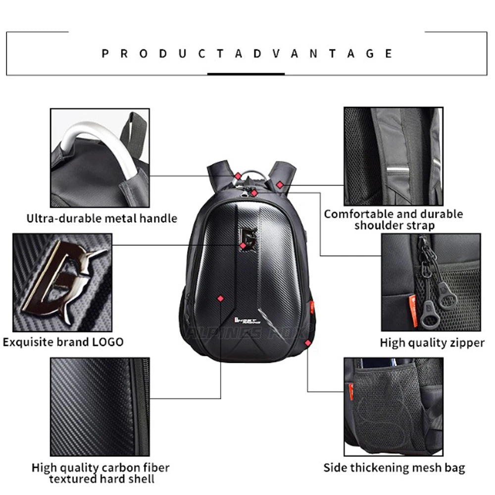 Hard Shell Motorcycle Backpack Waterproof Helmet Backpack Men Travel Backpack Cycling Storage Bags Motorcycle Computer Bag