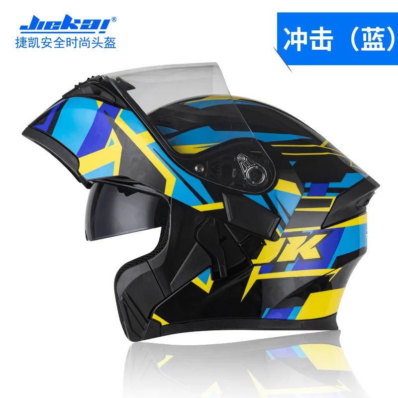 NEW Bluetooth Helmet Flip Up Visor Dual Lens Casco Moto Cool Motorcycle Helmet Full Face Casco Black Motorbike Helmets Modular