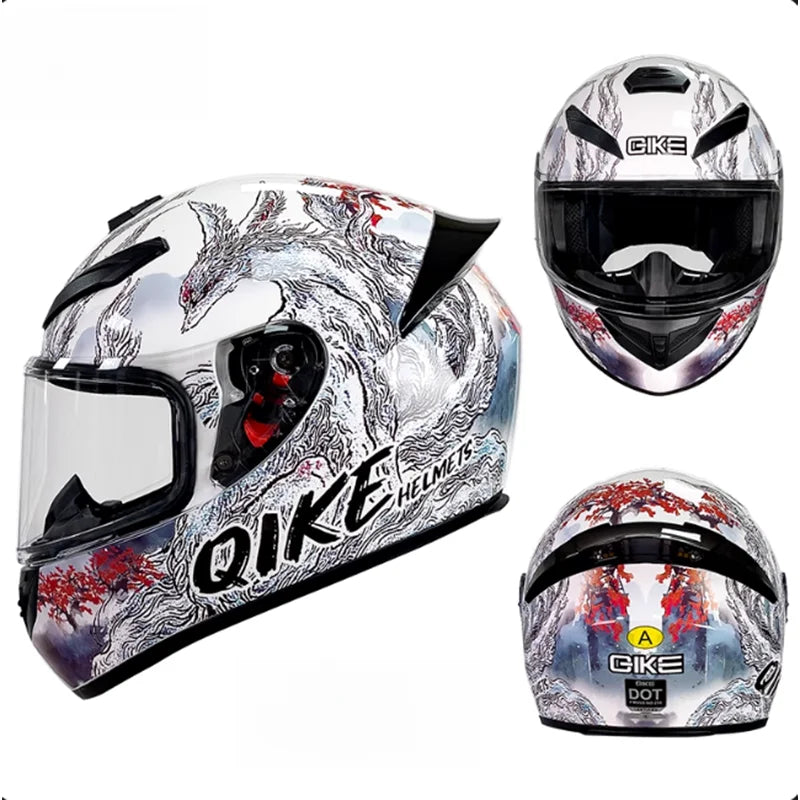 Latest Personalised Design Grey Wolf Pattern Motorcycle Full Face Helmet DOT Approved Possess Unmatched Comfort Thrilling Rides