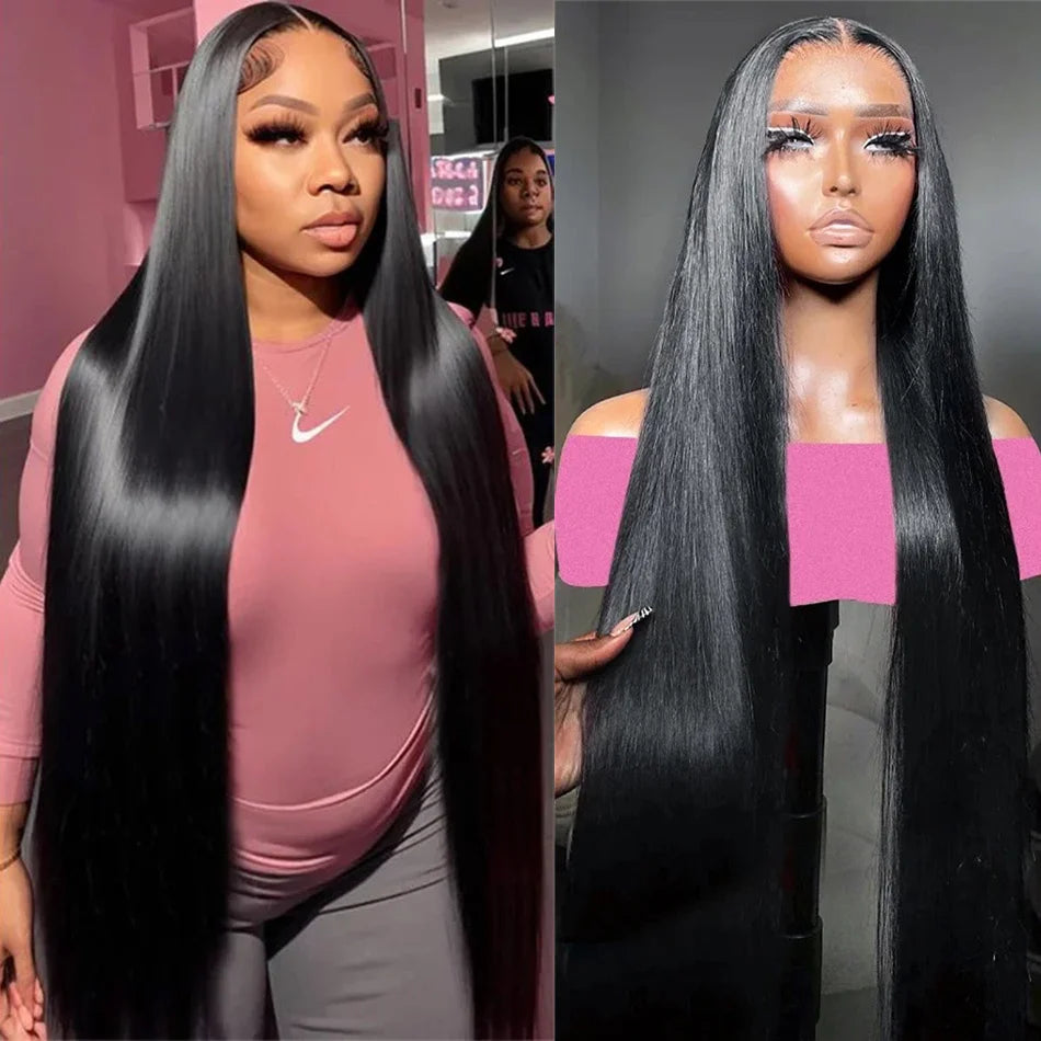 200% Density 13x4 Bone Straight Brazilian Front Human Hair Wig 13x6 HD Transparent Lace Frontal Wigs Pre Plucked For Black Women