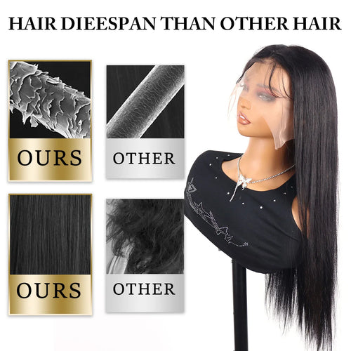 220% Bone Straight 360 Full Transparent Lace Front Human Hair Wigs 13×6 HD Lace Frontal Wig 30 40 Inch Black Real Human Hair Wig