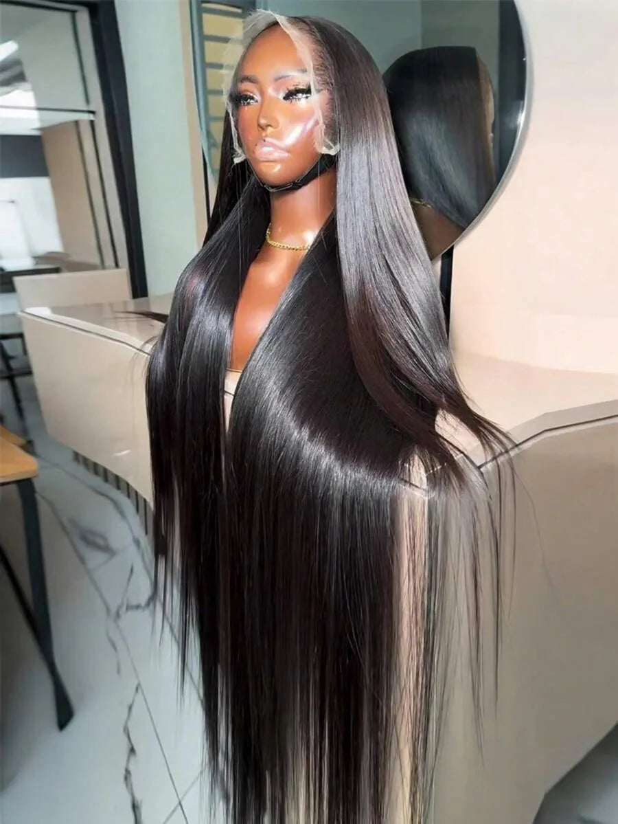 40 42Inch Human Hair Wigs Straight 13x4 13x6 Hd Transparent Lace Front Wigs Silky Straight Human Hair Pre Plucked With Baby Hair
