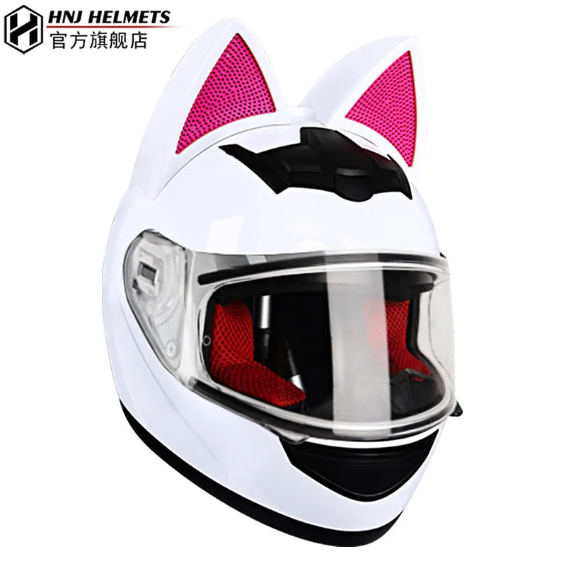 2022 Motorcycle Cat Ear Helmet Capacete Casque Full Face Helmet Women Moto Ear Helmets Personality Motorbike Helmet Motocross