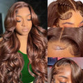 Body Wave Chocolate Brown Lace Front Wigs Human Hair Pre Plucked Brazilian Brown Virgin Hair 13x6 HD Frontal Wig For Women