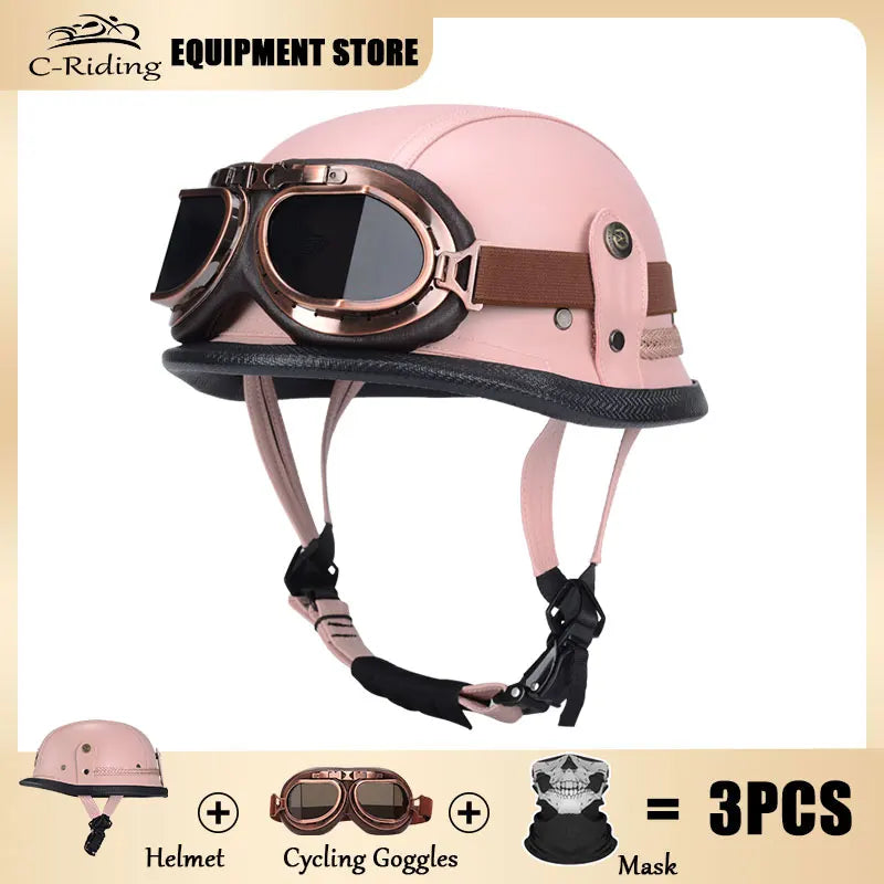 Motorbike Helmets Casco Moto Helmet Half Face Vintage Retro German Scooter Motorcycle Helmet Dot Approved Motorcycle Accessories