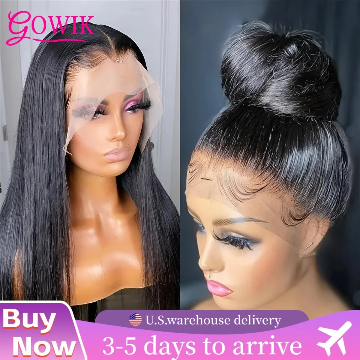 300% Density 360 Lace Front Wigs with Invisible Drawstring Straight Human Hair Wig Brazilian Hair HD Lace Frontal Wigs for Women