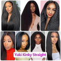 30 40 Inch Kinky Straight 13x6 HD Lace Frontal Wigs Pre Plucked Yaki Straight 13x4 360 Full Lace Front Human Hair Wigs For Women