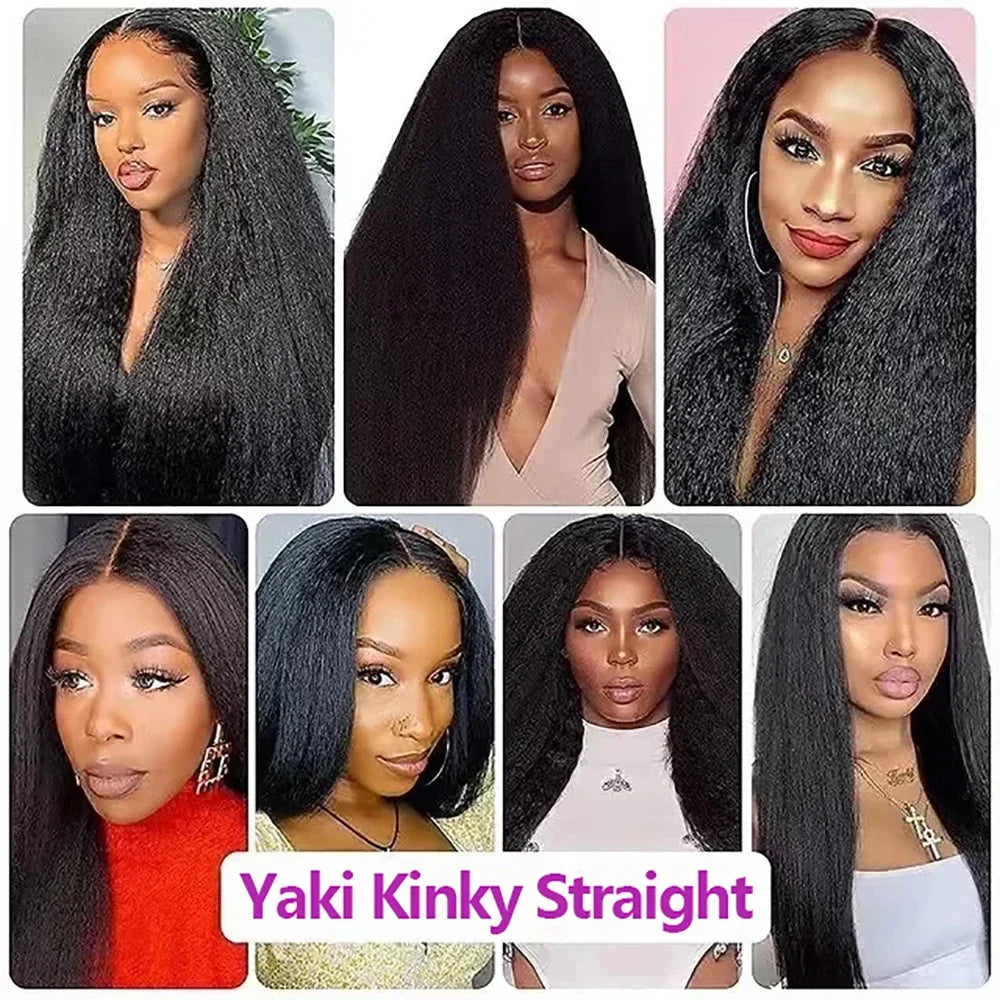 30 40 Inch Kinky Straight 13x6 HD Lace Frontal Wigs Pre Plucked Yaki Straight 13x4 360 Full Lace Front Human Hair Wigs For Women