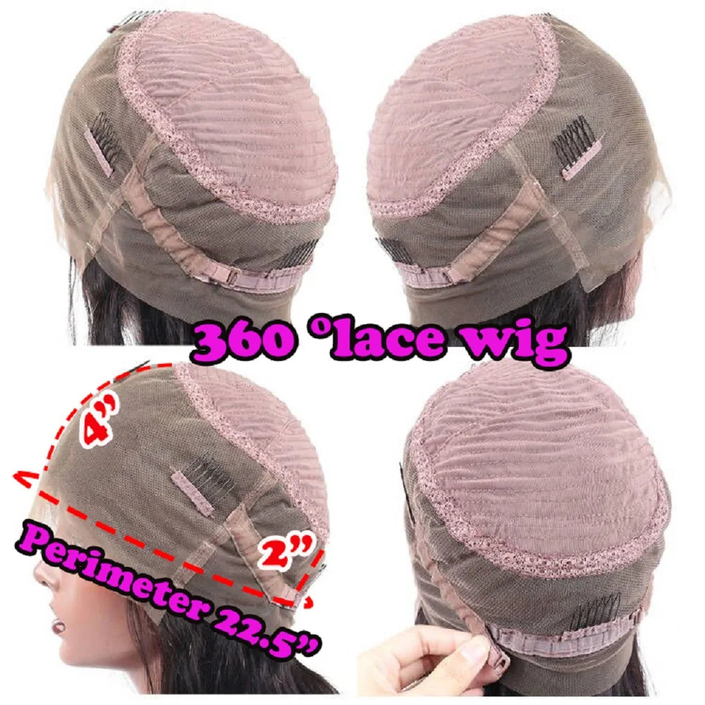Silky Straight Human Hair With Bangs Ombre Dark Brown Brazilian Pre Plucked Finger 5x5 Silk Top Closure Wigs 13x6/360 Lace Wigs