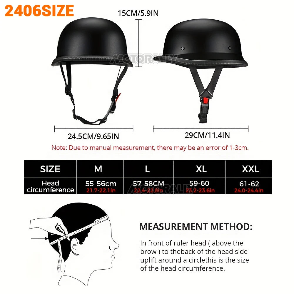 Motorcycle Helmet Vintage Motorcycle Helmet Open Face Retro Half Helmet  Biker DOT Size M-XXL