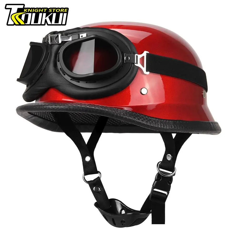 DOT Certification Half Helmet Retro Motorcycle Helmet German Vintage Moto Helmet Fashion Capacete De Moto Men Women Casco Moto