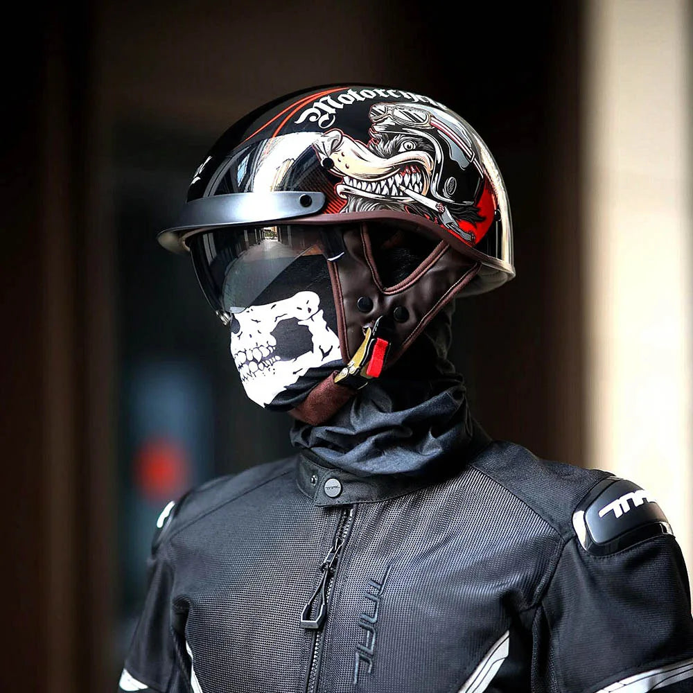 Motorcycle Half Helmet Four Seasons Helmet Summer Sunscreen Retro Fashion Helmet Men and Women Cycling Helemt ABS material