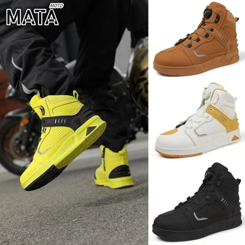 HOT Motorcycle Boots Men Biker Shoes Moto Sneaker Microfiber Leather Adventure Motocross Shoes Anti-slip Motorcycle Equipment
