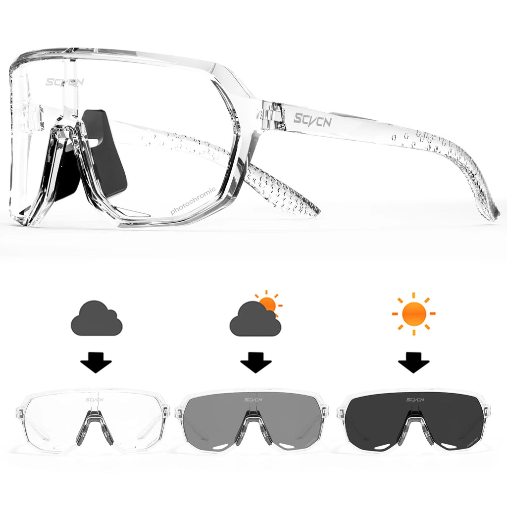 SCVCN Photochromic Cycling Glasses UV400 Goggles Hot Motorcycle Bike Riding Outdoor Sport Cycling Sunglasses Men Women Hiking