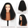 Kinky Curly Human Hair Half Wig Glueless Wig Headband Wig Upgrade 3 IN 1 Half Wig With Drawstring Seamless Clips Wig For Women
