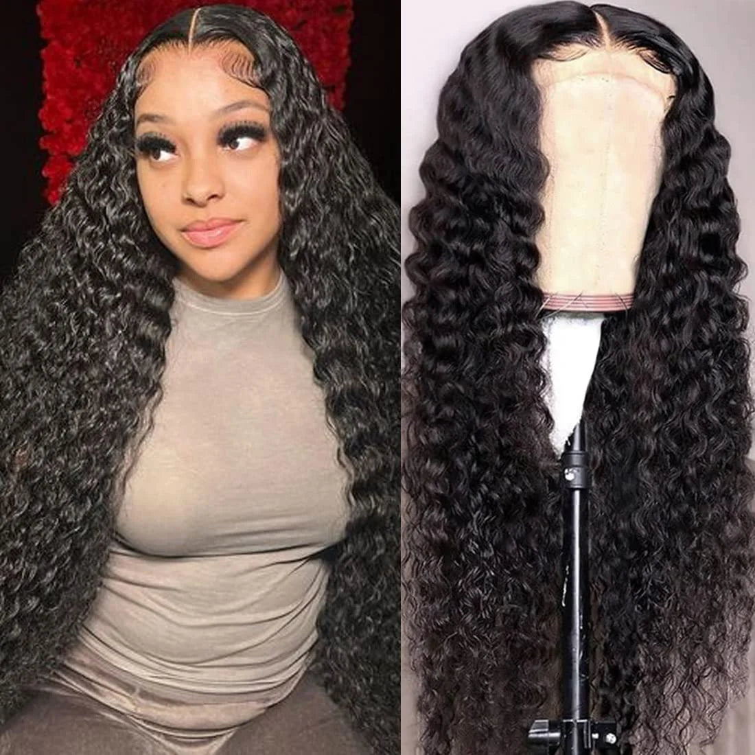 13x6 Lace Front Wig Human Hair HD Transparent 13x4 Deep Wave Lace Frontal Wigs Pre Plucked 200% Density 5x5 Lace Closure Wigs