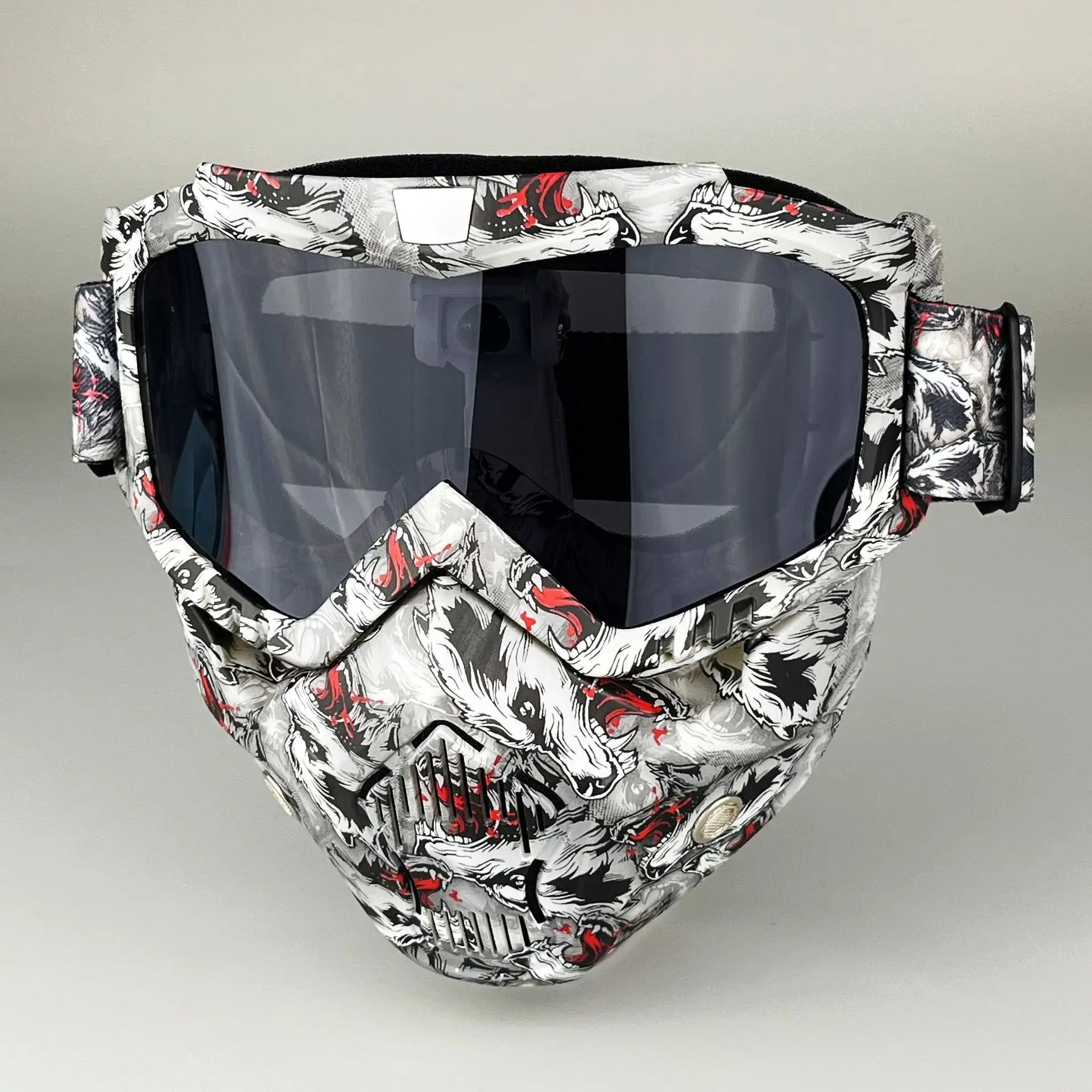 Motorcycle Glasses Riding Glases with Removable Face Mask, Removable Anti-fog Glasses, Mouth Filter, Adjustable Anti-slip Strap