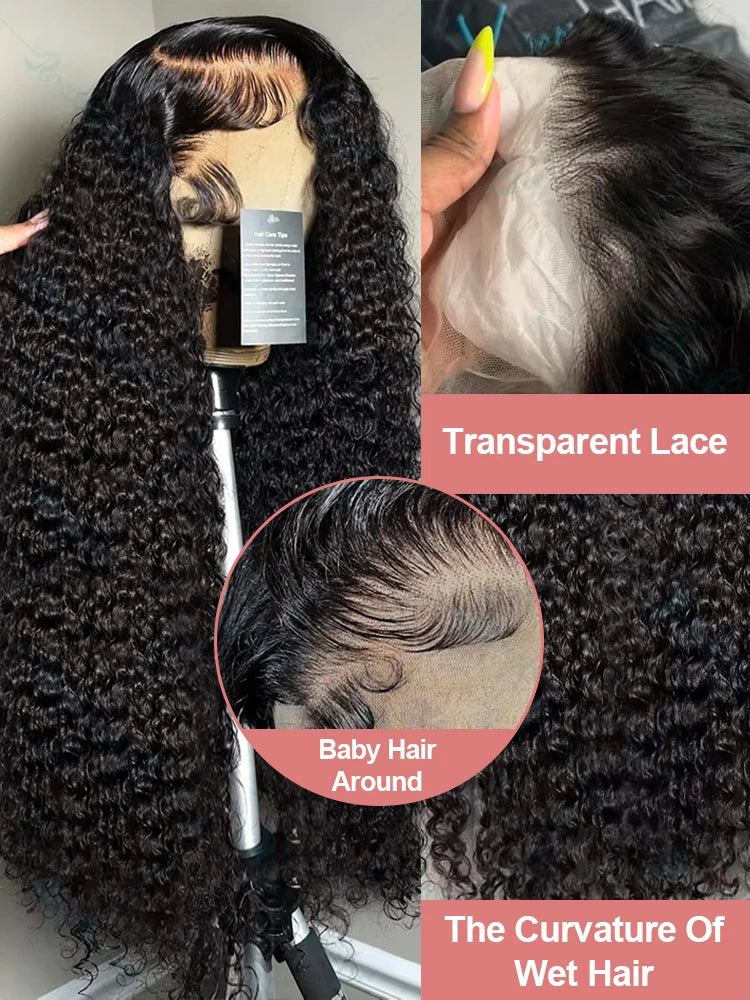 40 Inch Deep Water Wave Lace Front Wig Deep Curly Lace Front Human Hair Wigs 13x6 Hd Frontal Lace Wigs Pre Plucked For Women