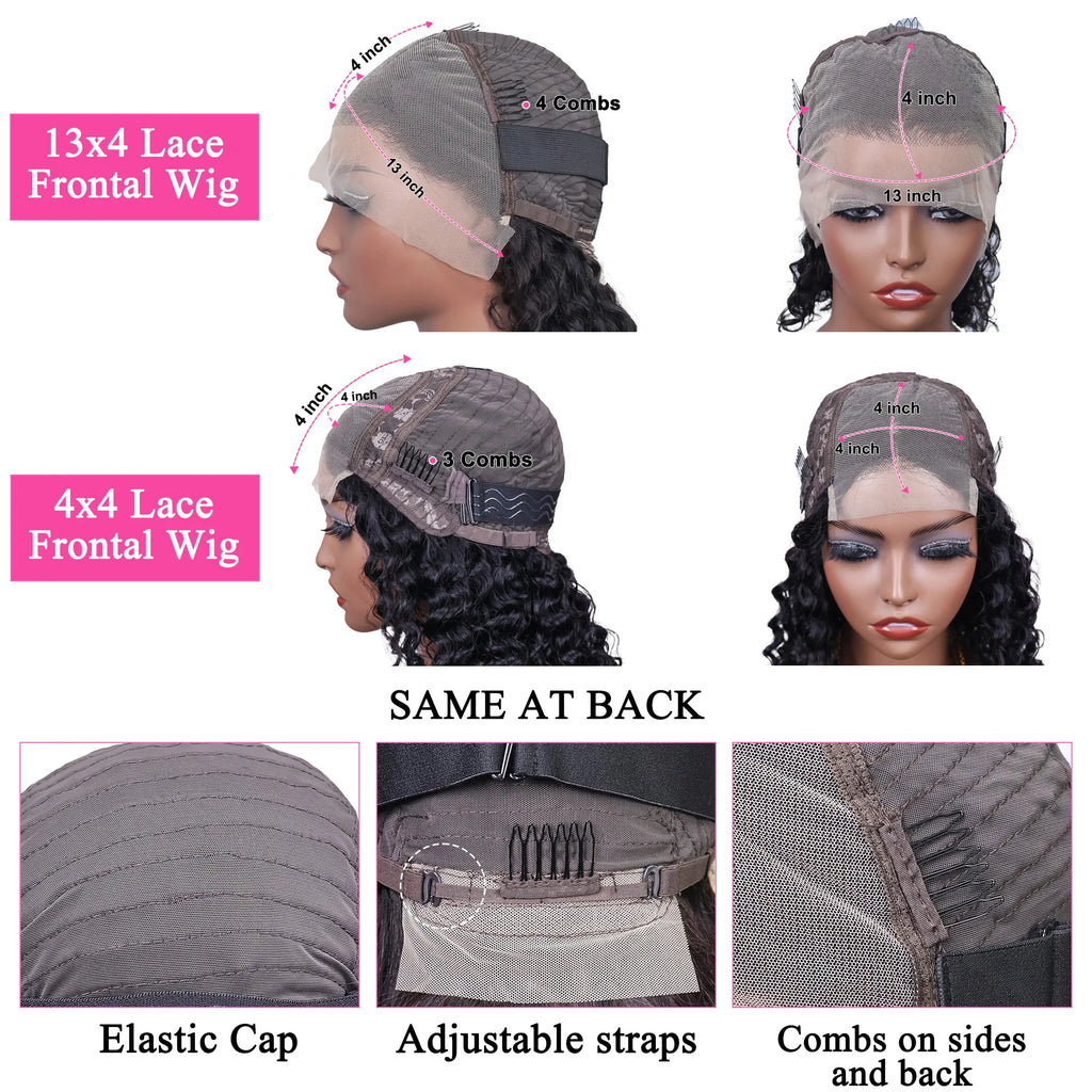 Brazilian Short Bob 100% Human Hair 13x4 Lace Frontal Human Hair Deep Wave 13x4 Lace Front Curly 4x4 Lace Closure Wigs For Women
