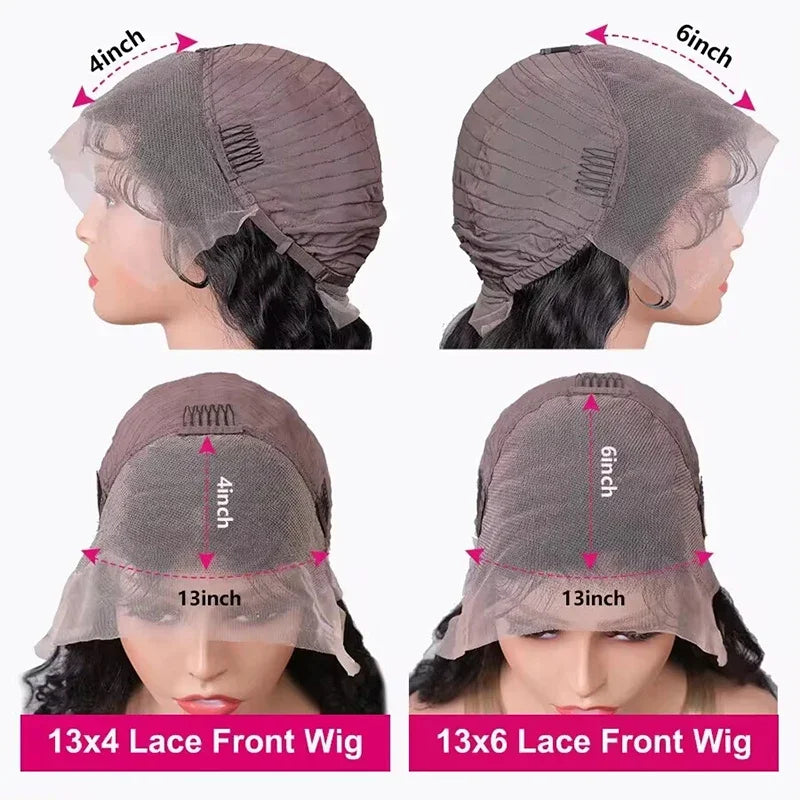 30 inch Lace Front Wig Straight Lace Frontal Wigs Pre Plucked 200% Density 13X4 Brazilian Human Hair Wig For Women Natural Black