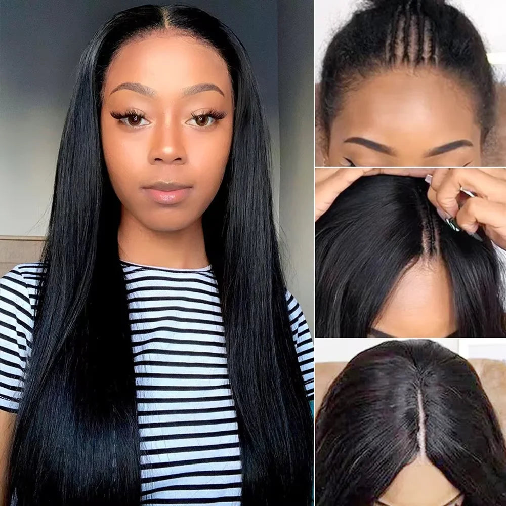30 32 Inch Wear And Go Straight V Part Wig 100% Raw Human Hair 250% Density V Part Human Hair Wigs for Women Natural Remy Hair
