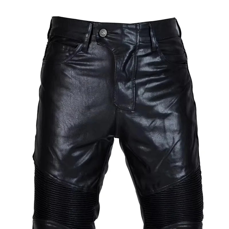 2024 Motocross Racing Pants PU Leather Biker Trousers Waterproof Windproof Men With 4X CE Knee Hip Pad Motorcycle Riding Jeans