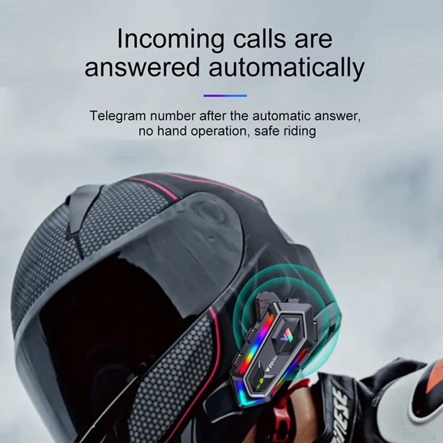 Y20 MAX Motorcycle Helmet Intercom V5.3 Hands Free Call Kit 1000mAh For 2 Rider Intercomunicador Moto Interphone Music Player