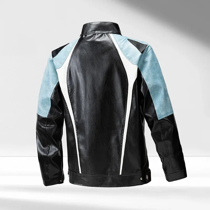 2025 Autumn Patchwork Motorcycle Jacket Men Winter Motorbike Jacket Men Women PU Leather Motocross Jacket Riding Clothing