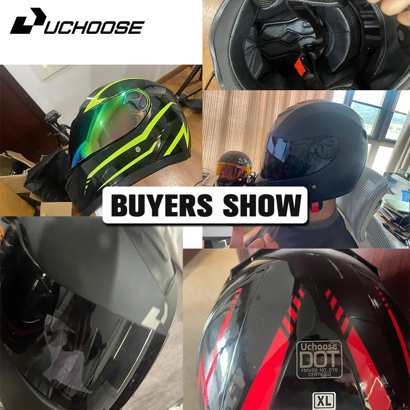Uchoose DOT Certification Safety Motorcycle Helmet Full Face helmet For Racing Motocross Motorbike Riding Moto Helmets