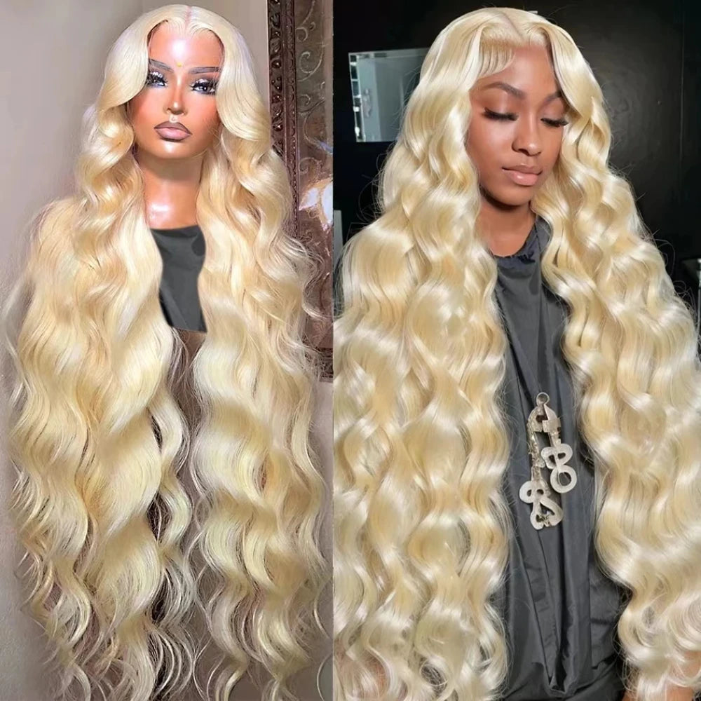 Human Hair 613 Body Wave Wig 200%Density 46 Inch Honey Blonde 13x4 13x6 HD Transparent Lace Frontal Wig Brazilian PrePlucked Wig