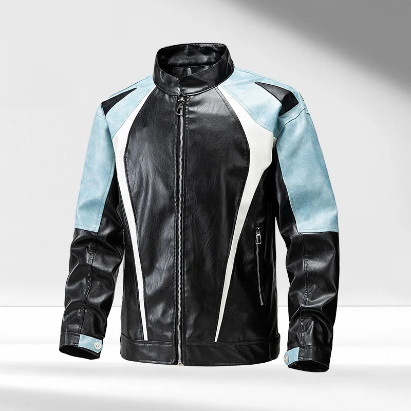 2025 Autumn Patchwork Motorcycle Jacket Men Winter Motorbike Jacket Men Women PU Leather Motocross Jacket Riding Clothing