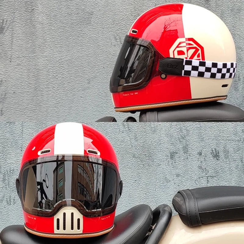 ORZ Retro Motorcycle Full Helmet Motorcycle Helmet Four Seasons Couple Street Bike Helmet Riding Cascos Para Moto