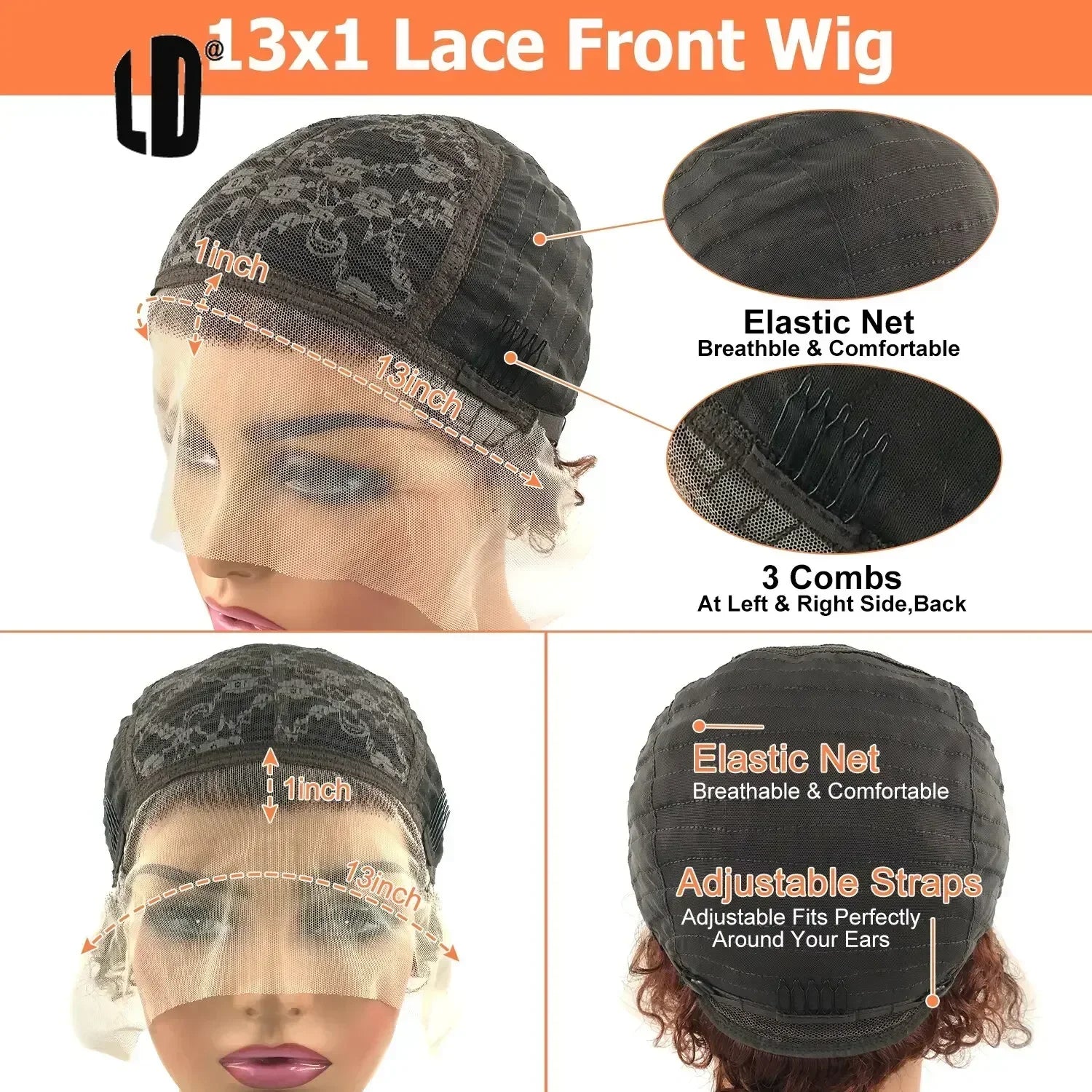 Brazilian Human Hair Wig For Black Women Afro Curly Pixie Bob Short Preplucked Hairline 13X1 Hd Lace Front Bob Water Wave Wig