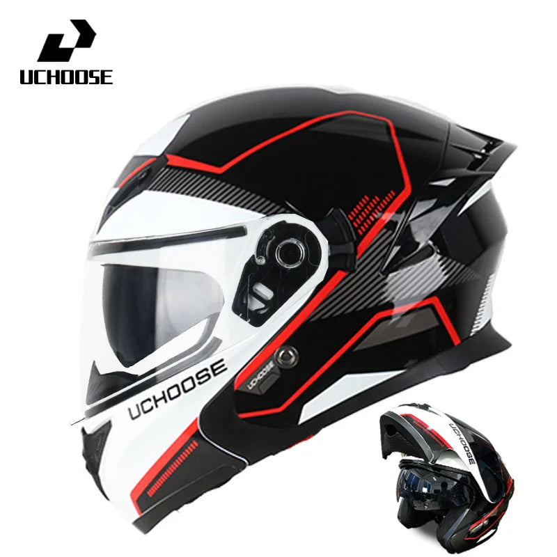 Motorcycle Helmet Dual Lens Cross-section Helmet Outdoor Cycling Flip Up Helmet Capacete Casco Moto with Bluetooth Headphones