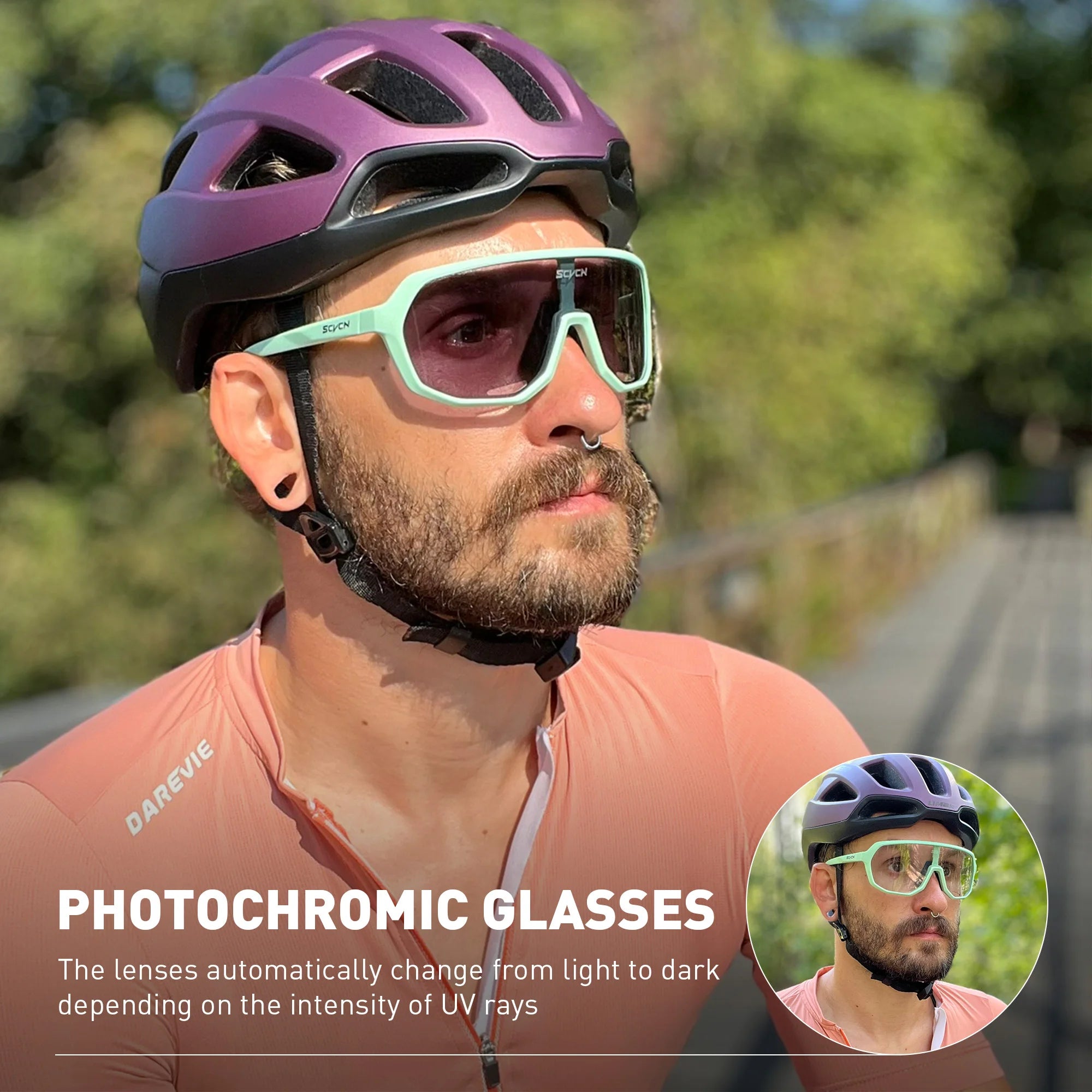 SCVCN Photochromic Cycling Glasses UV400 Goggles Hot Motorcycle Bike Riding Outdoor Sport Cycling Sunglasses Men Women Hiking