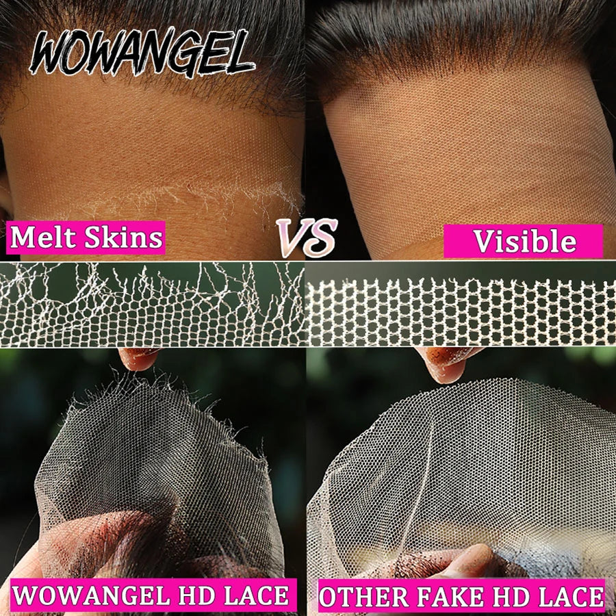 Wow Angel 250% 13x6 HD Lace Front Wigs Body Wave Human Hair Wigs Pre Plucked HD Lace Wigs Skins Melted Brazilian Hair for Women