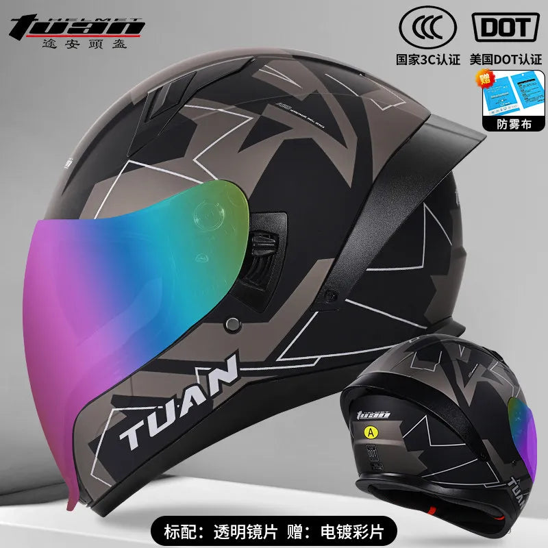 Motorcycle Helmet DOT Certified Double Mirror Drinking Water High Value Cycling Locomotive Full Helmet Ride