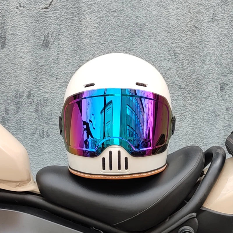 ORZ Retro Motorcycle Full Helmet Motorcycle Helmet Four Seasons Couple Street Bike Helmet Riding Cascos Para Moto
