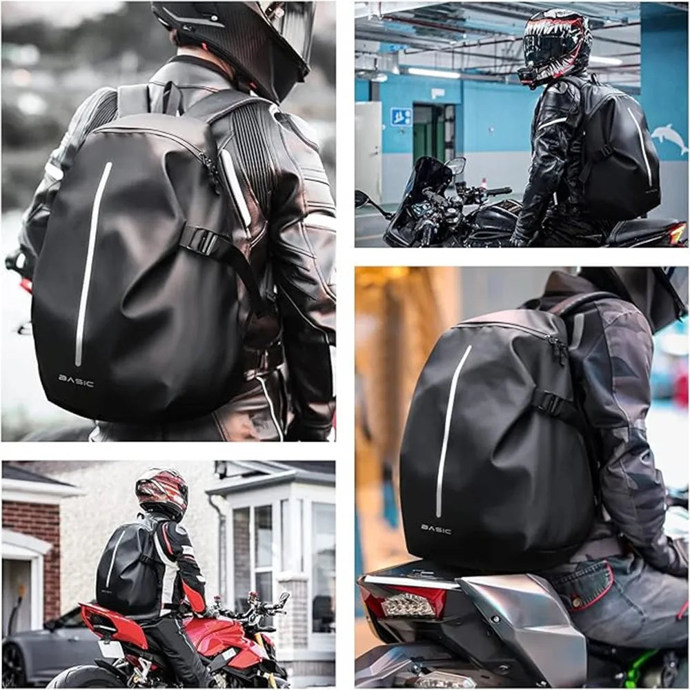 Large Capacity Multifunctional Motorcycle Helmet Bag Waterproof Motorcycle Riding Backpack Reflective Bicycle Travel Laptop Bag