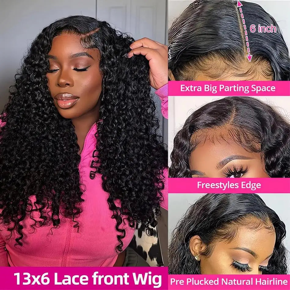 Burmese Curly Human Hair Wigs Brazilian Curls 200% Transparent Lace Frontal Wig 13X4 13X6 Burmese Deep Wave Full Lace Front Wigs