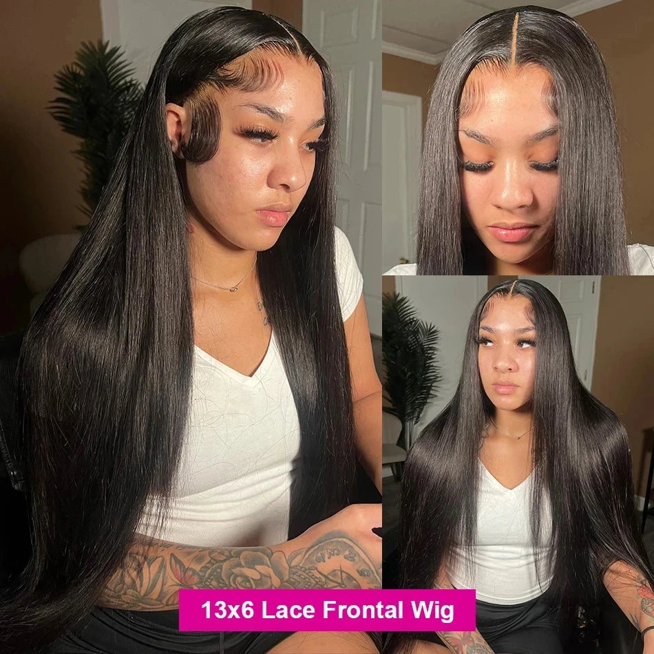 Lakeisha 30 Inch Bone Straight 13x6 HD Transparent Lace Front Human Hair Wigs Brazilian Unprocessed Lace Frontal Wig Preplucked