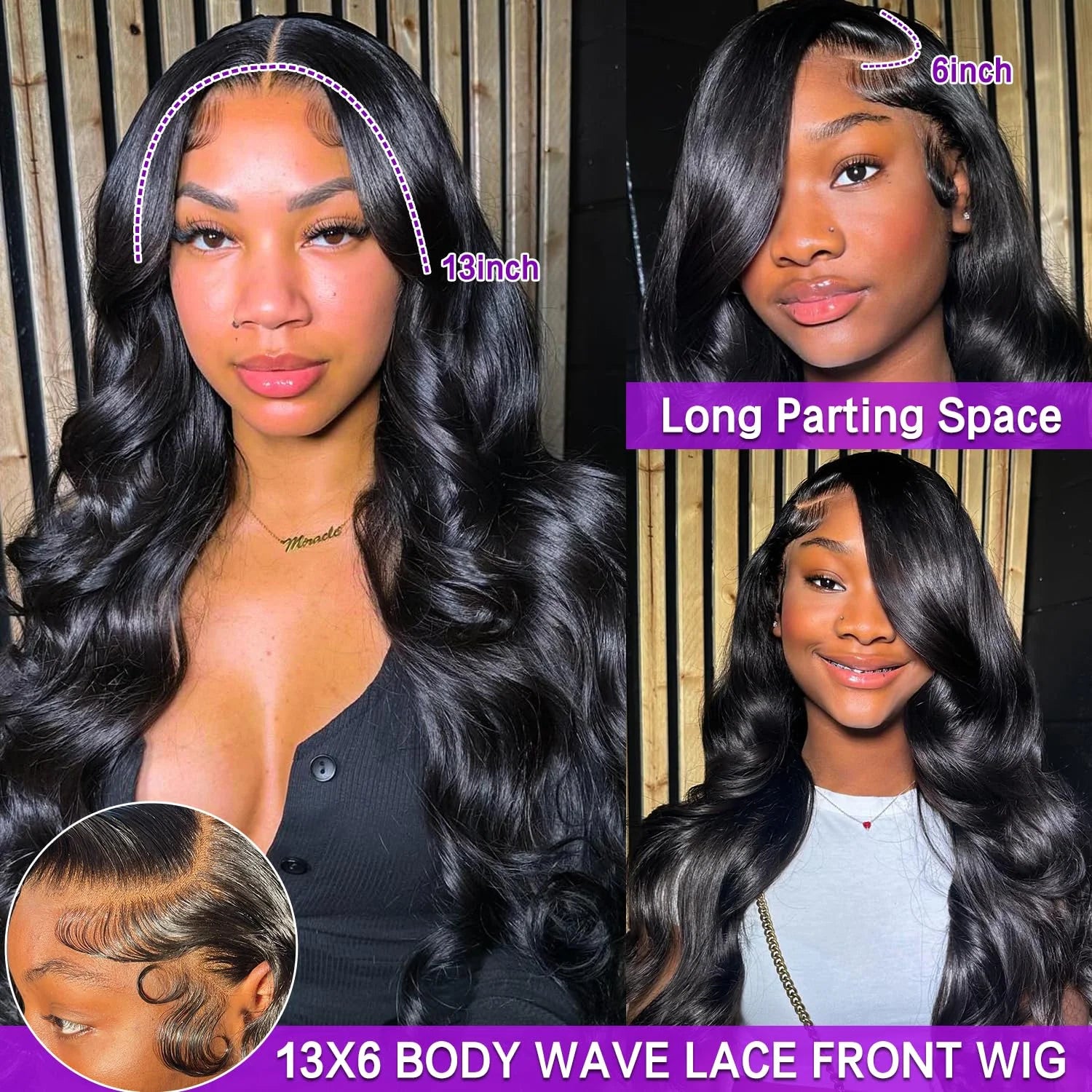 Natural Lace Frontal Wig Body Wave Wigs 46 Inch 13X6 Human Hair 200% Density Real Full Large Lace Space Natural Lace Frontal Wig