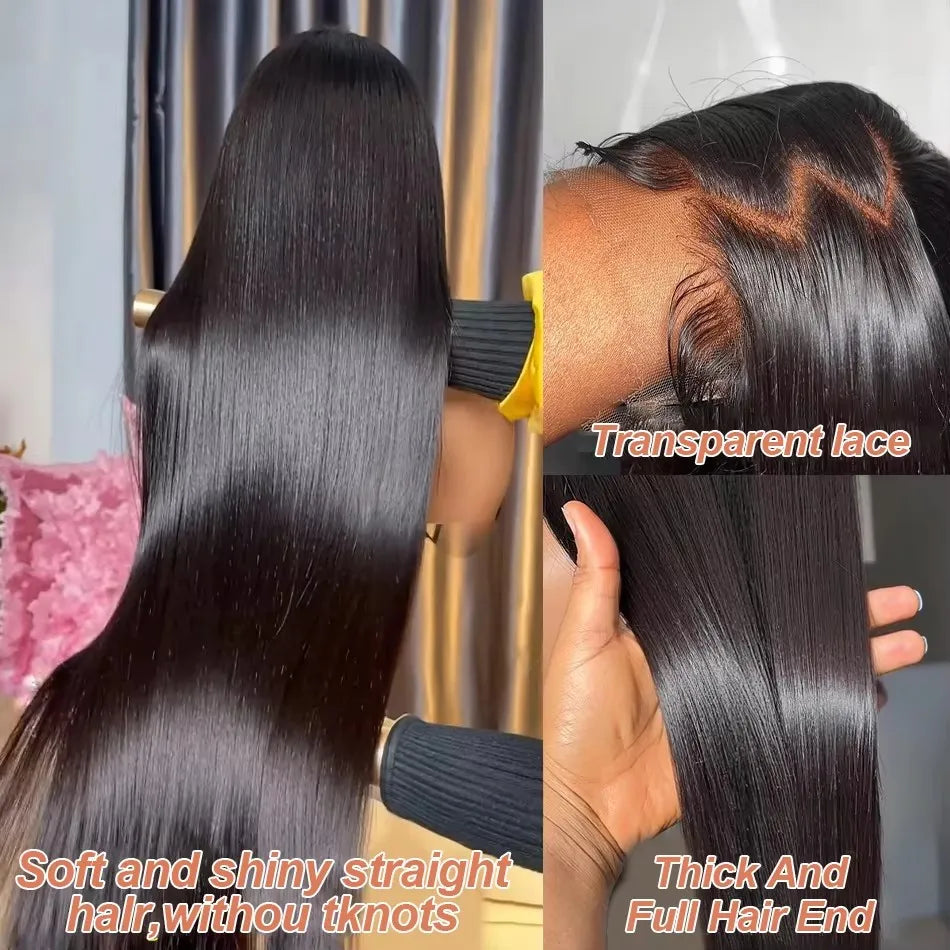 Human Hair Bone Straight 13x6 HD Lace Frontal Wigs Brazilian 30 40 Inch Straight Human Hair Wig Lace Front Wig For Women